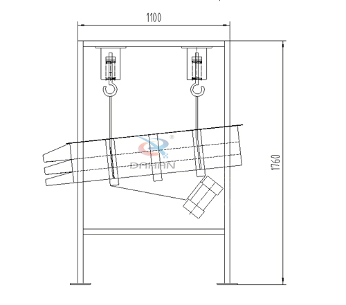 吊掛式長(zhǎng)方形振動(dòng)篩外形尺寸展示圖
